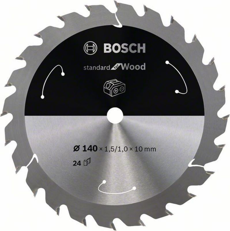 Bosch Akku-Kreissägeblatt Standard for Wood, 140 x 1,5/1 x 10, 24 Zähne 2608837669 von BOSCH-Zubehör