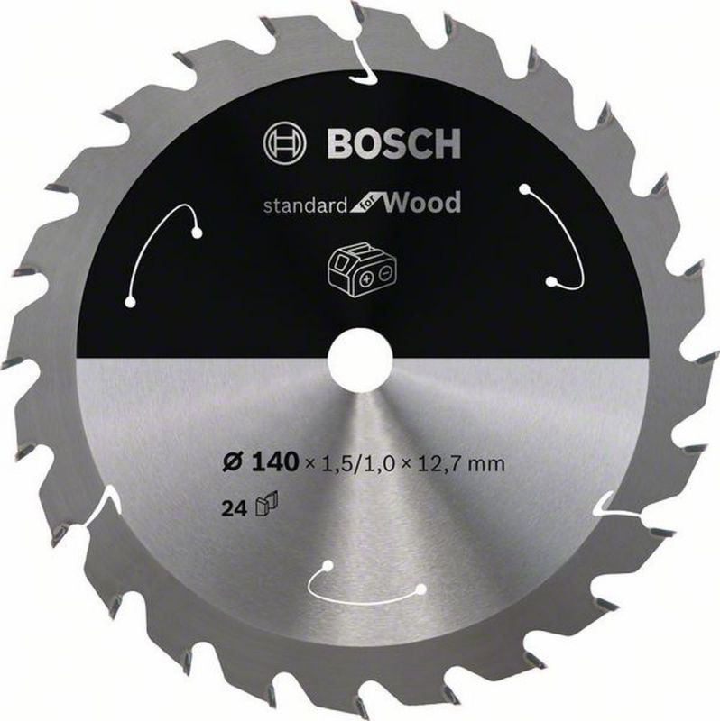 Bosch Akku-Kreissägeblatt Standard for Wood, 140 x 1,5/1 x 12,7, 24 Zähne 2608837670 von BOSCH-Zubehör