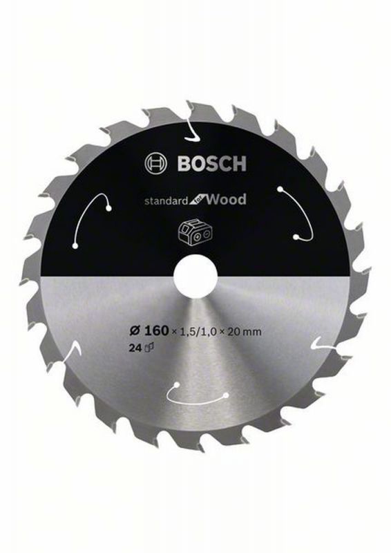 Bosch Akku-Kreissägeblatt Standard for Wood, 160 x 1,5/1 x 20, 24 Zähne 2608837676 von BOSCH-Zubehör