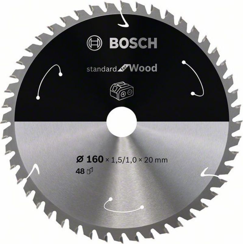 Bosch Akku-Kreissägeblatt Standard for Wood, 160 x 1,5/1 x 20, 48 Zähne 2608837678 von BOSCH-Zubehör