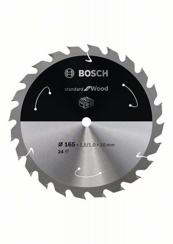 Bosch Akku-Kreissägeblatt Standard for Wood, 165 x 1,5/1 x 10, 24 Zähne 2608837679 von BOSCH-Zubehör