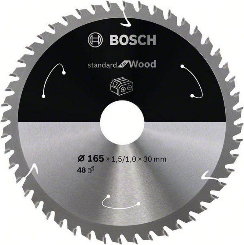 Bosch Akku-Kreissägeblatt Standard for Wood, 165 x 1,5/1 x 30, 48 Zähne 2608837689 von BOSCH-Zubehör