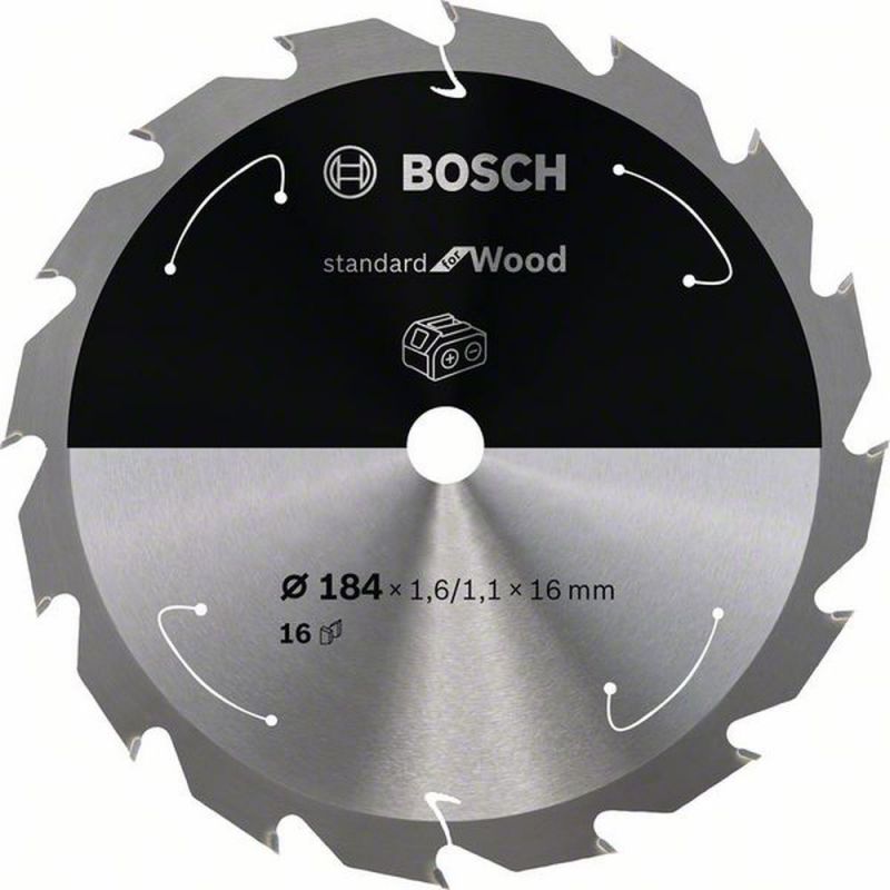 Bosch Akku-Kreissägeblatt Standard for Wood, 184 x 1,6/1,1 x 16, 16 Zähne 2608837697 von BOSCH-Zubehör