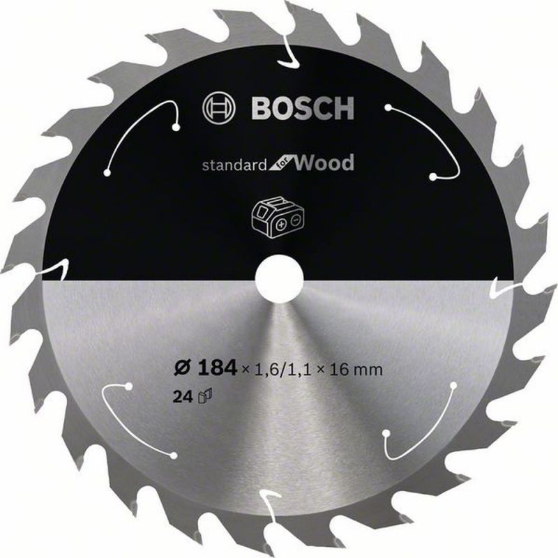 Bosch Akku-Kreissägeblatt Standard for Wood, 184 x 1,6/1,1 x 16, 24 Zähne 2608837698 von BOSCH-Zubehör