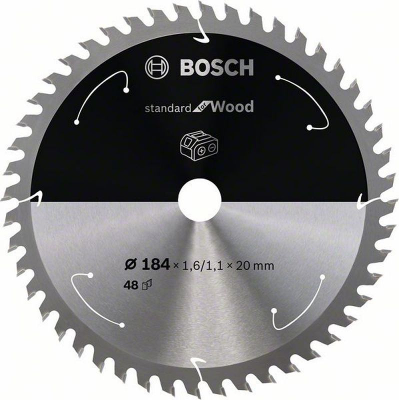 Bosch Akku-Kreissägeblatt Standard for Wood, 184 x 1,6/1,1 x 20, 48 Zähne 2608837703 von BOSCH-Zubehör