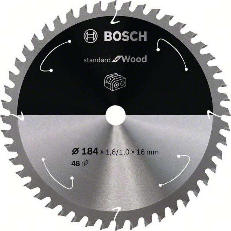 Bosch Akku-Kreissägeblatt Standard for Wood, 184 x 1,6/1 x 16, 48 Zähne 2608837701 von BOSCH-Zubehör