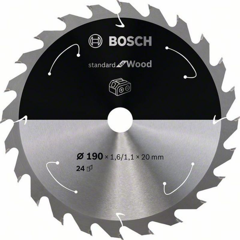 Bosch Akku-Kreissägeblatt Standard for Wood, 190 x 1,6/1,1 x 20, 24 Zähne 2608837704 von BOSCH-Zubehör