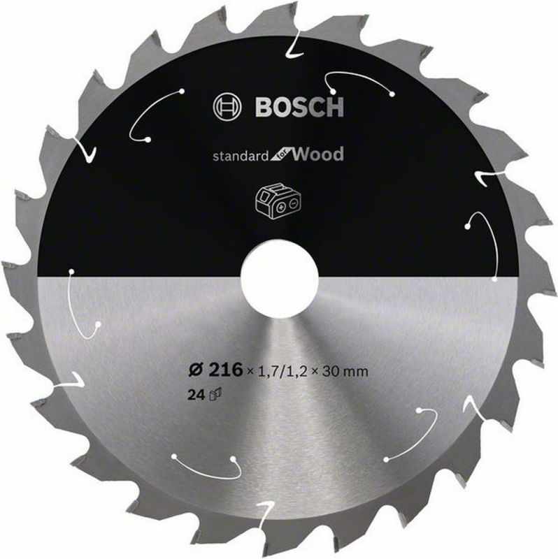 Bosch Akku-Kreissägeblatt Standard for Wood, 216 x 1,7/1,2 x 30, 24 Zähne 2608837721 von BOSCH-Zubehör