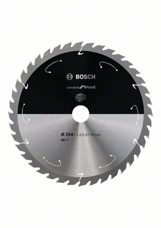 Bosch Akku-Kreissägeblatt Standard for Wood, 254 x 2,2/1,6 x 30, 40 Zähne 2608837734 von BOSCH-Zubehör