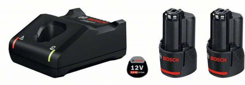 Bosch Akku Starter-Set: 2 x GBA 12 Volt, 2.0 Ah und GAL 12V-40 1600A019R8 von BOSCH
