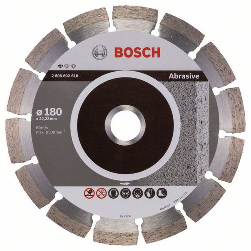 Bosch Diamanttrennscheibe Standard for Abrasive, 180 x 22,23 x 2 x 10 mm 2608602618 von BOSCH-Zubehör