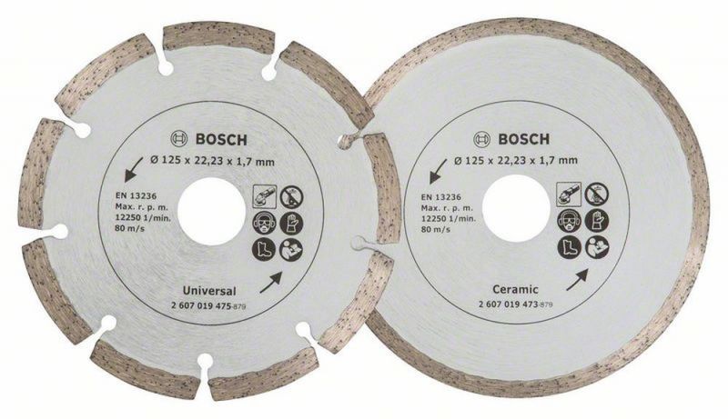 Bosch Diamanttrennscheibe für Fliesen und Baumaterial, Durchmesser: 125 mm, 2er-Pack 2607019484 von BOSCH-Zubehör