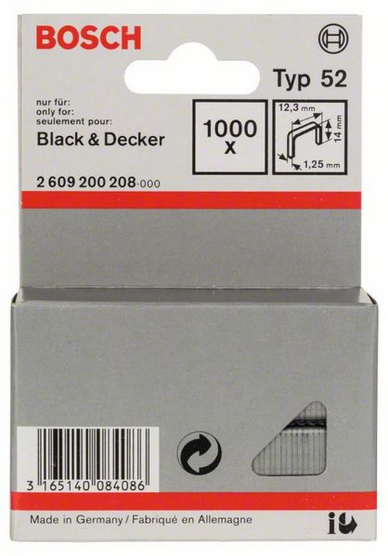 Bosch Flachdrahtklammer Typ 52, 12,3 x 1,25 x 14 mm 2609200208 von BOSCH-Zubehör