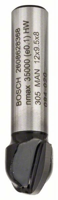 Bosch Hohlkehlfräser, 8 mm, R1 6 mm, D 12 mm, L 9,2 mm, G 40 mm 2608628368 von BOSCH-Zubehör