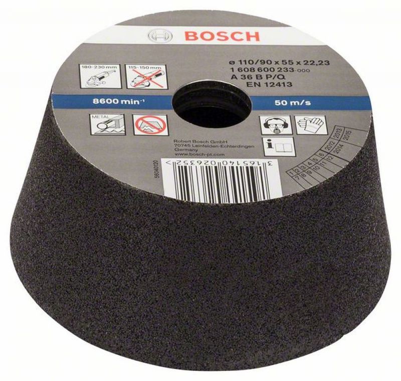 Bosch Schleiftopf, konisch-Metall/Guss 90 mm, 110 mm, 55 mm, 36 1608600233 von BOSCH-Zubehör