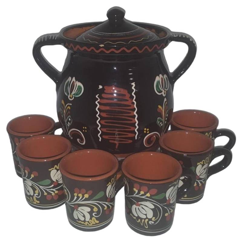 Bowle Set Keramik 7tlg. Bowletopf mit 6 Bechern