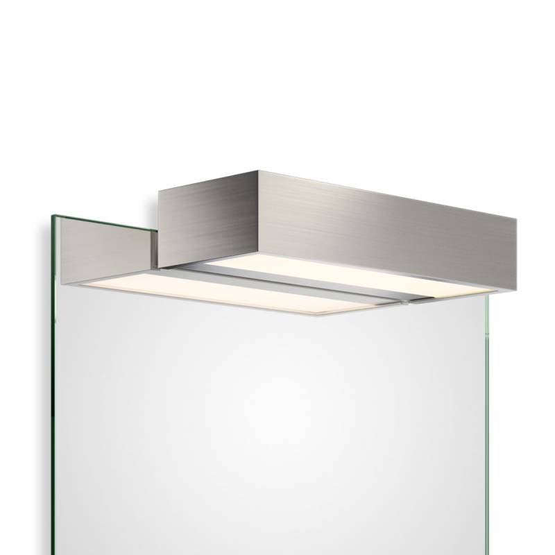 Box 1-25 N LED Spiegel Aufsteckleuchte Bad, Nickel satiniert, B: 25 cm, Warmweiß 3000K