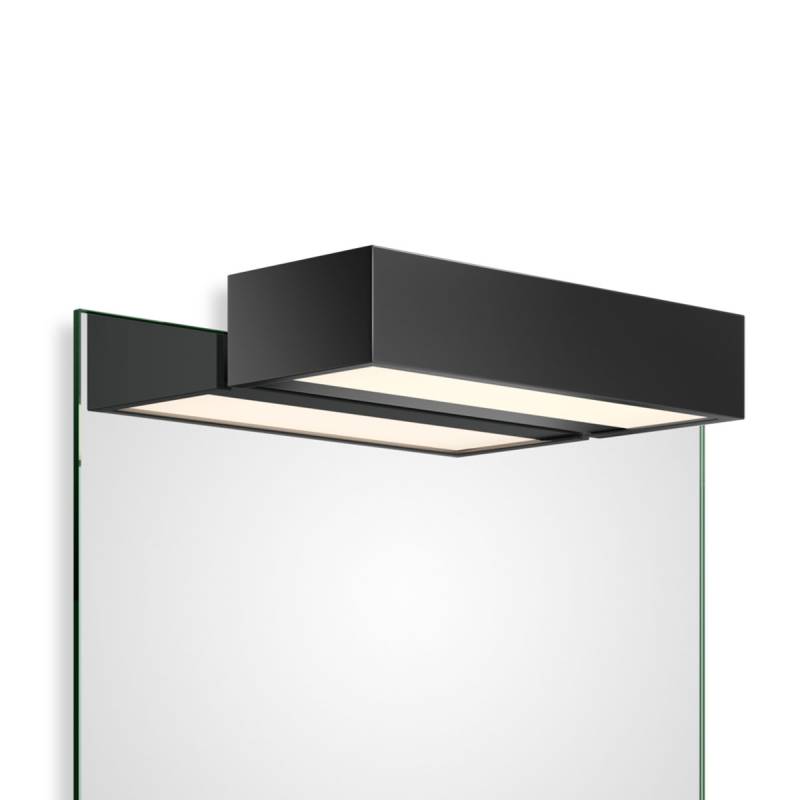 Box 1-25 N LED Spiegel Aufsteckleuchte Bad, Schwarz matt, B: 25 cm, Extra-Warmweiß 2700K