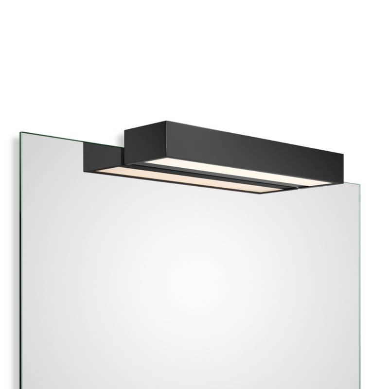 Box 1-40 N LED Spiegel Aufsteckleuchte Bad, Schwarz matt, B: 40 cm, Warmweiß 3000K