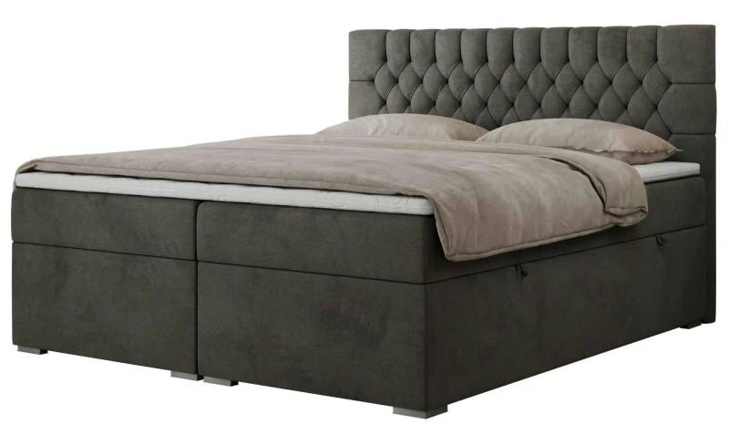 Boxbett mit Bettkasten  ¦ grau ¦ Maße (cm): H: 125 Betten > Boxspringbetten - Möbel Kraft