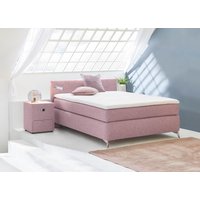 Boxspringbett 120x200, H2/H3 Matratze, Topper u. Stauraum NORA, Rosa