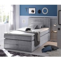 Boxspringbett 120x200 cm Jugendbett mit Bettkasten Husum-09 Hotelbett in Hell Grau