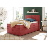 Boxspringbett 140x200 cm Jugendbett mit Bettkasten TEREZIN-09 Hotelbett in Uran berry