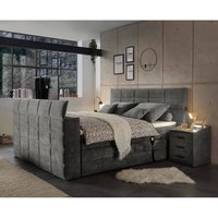 Boxspringbett 180x200 cm, mit TV-Halterung, mit Bettkasten, Hotelbett in stone DURAZNO-09