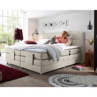 Boxspringbett Hotelbett Doppelbett MANAUS-09 in Ivory Creme, Komfort Topper, 180 x 200 cm, H2, elektrisch verstellbar, Taschenfederkern-Matratze