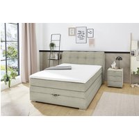 Boxspringbett 120x200 cm Cord Greige mit Bettkasten AMELIE