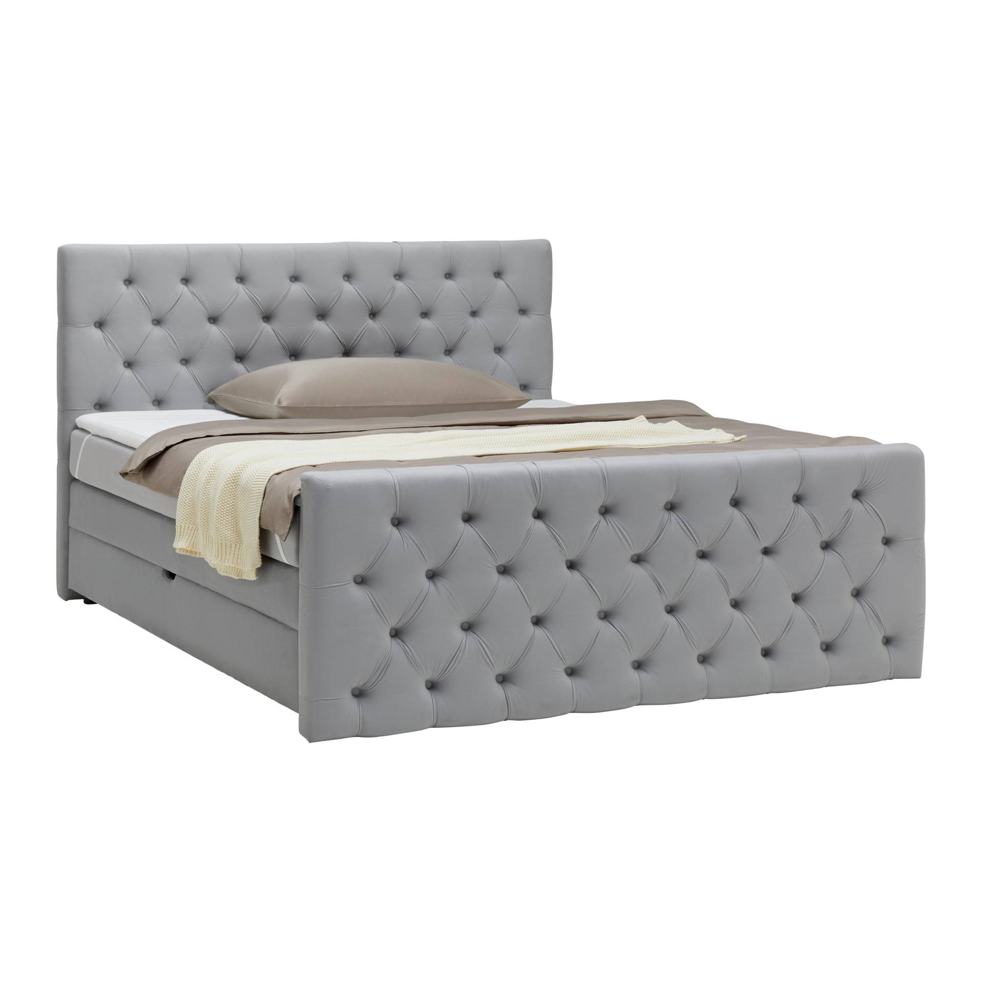 Boxspringbett Chess Silberfarben ca. 180x200cm
