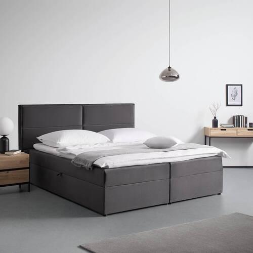 Boxspringbett ''Kilian'', 180x200 cm, grau, mit Topper