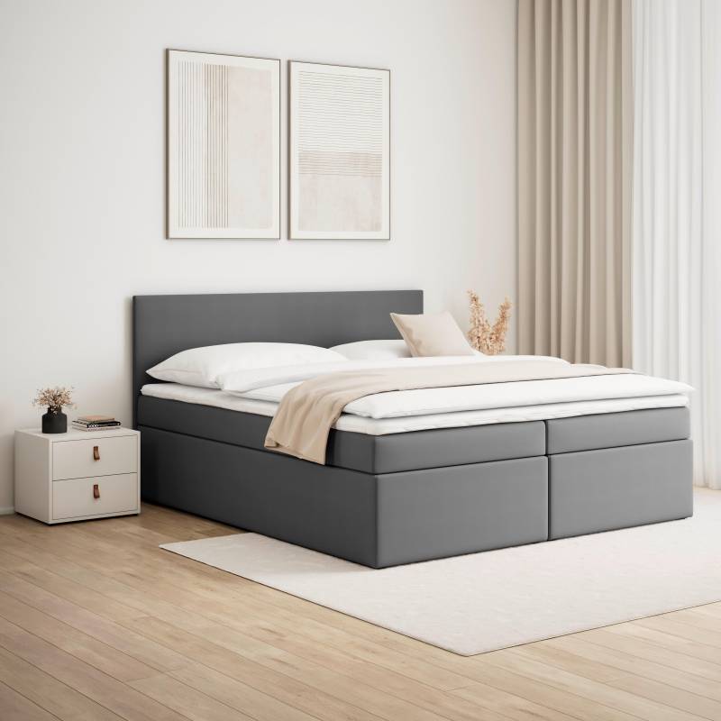 Boxbett Lucy ca. 180x200 cm Grau mit Topper