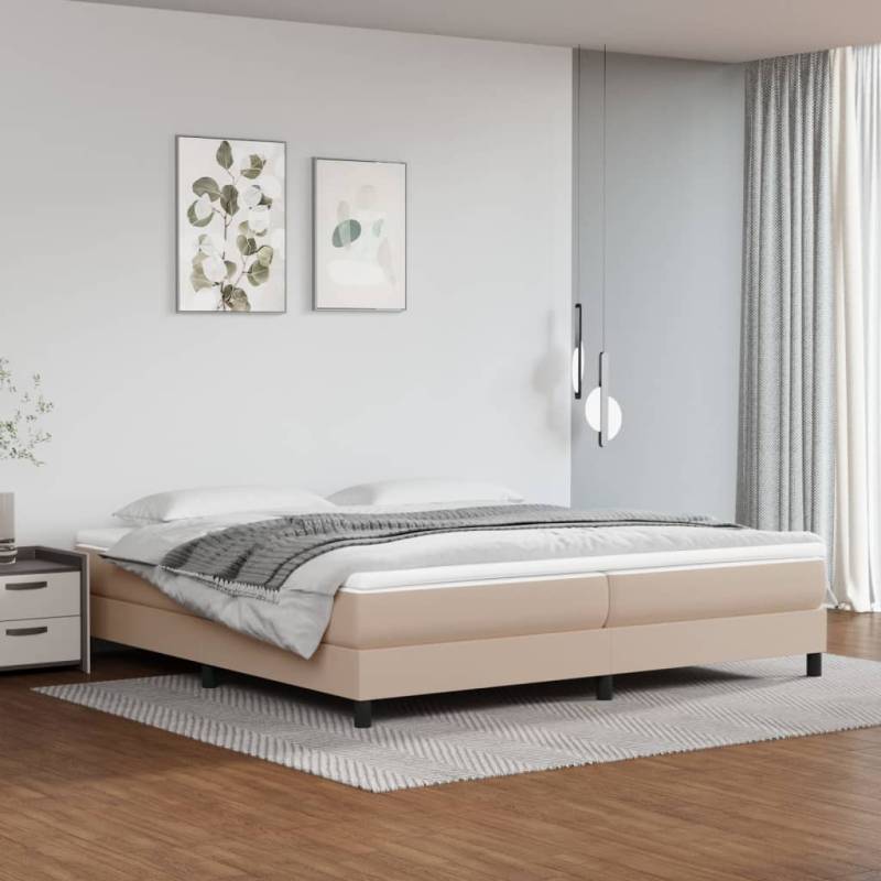 Boxspringbett Matratze Cappuccino-Braun 200x200cm Kunstleder Grau 140 x 200 cm 25 cm
