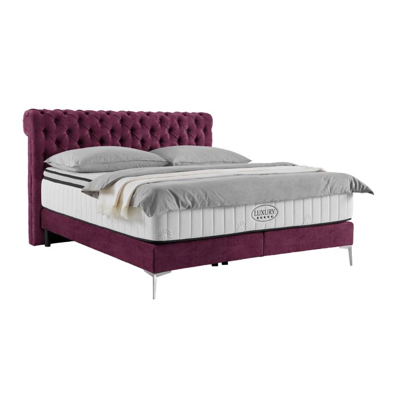 Boxspringbett Queen in Weinrot ca. 180x200cm