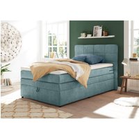 Boxspringbett 120x200 cm Jugendbett mit Bettkasten TEREZIN-09 Hotelbett in Uran denim