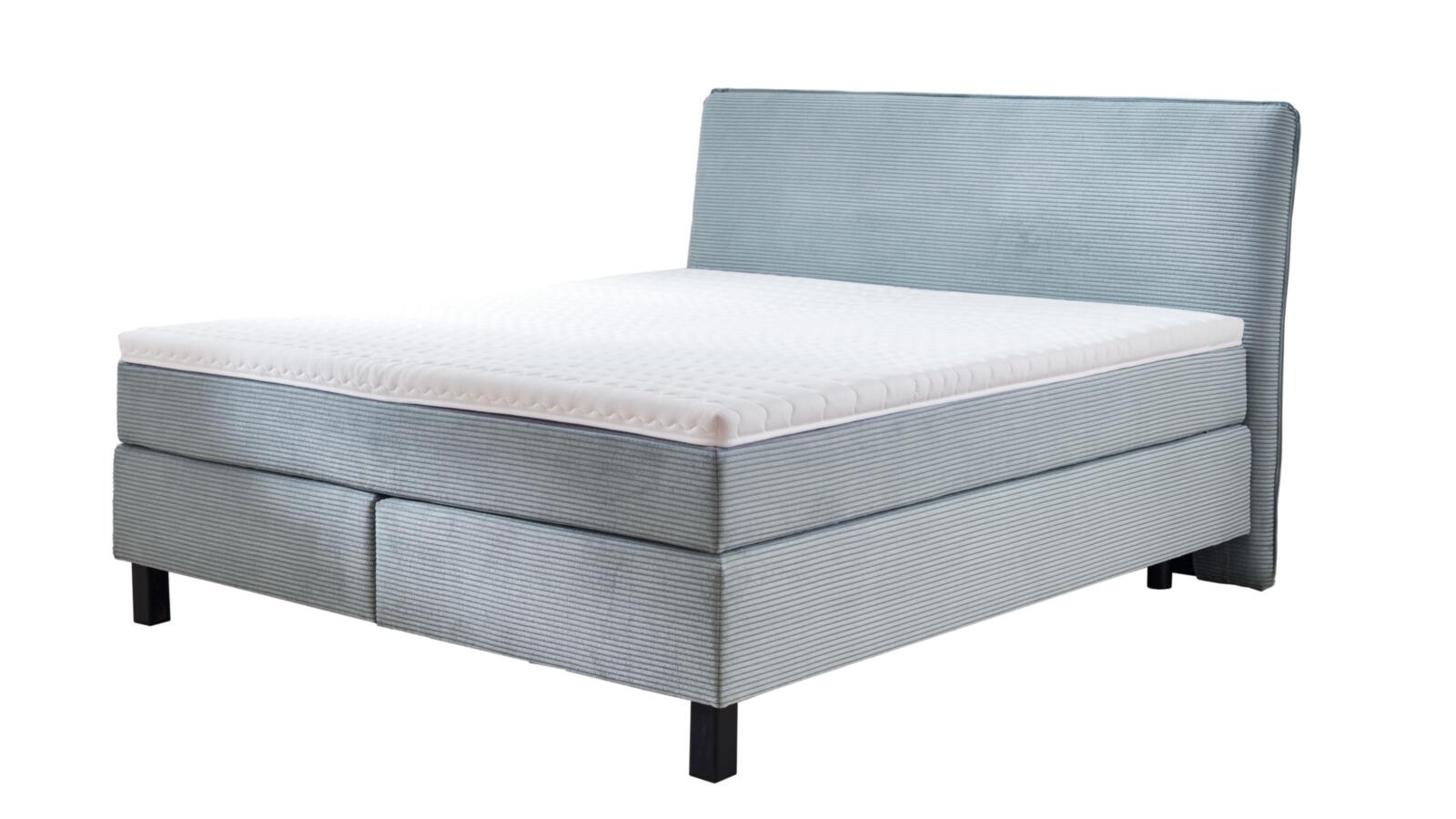 Boxspringbett Velluto ca. 180 x 200 cm in Stoff Cord aqua blau Boxspringbett Velluto ca. 180 x 200 cm in Stoff Cord aqua blau