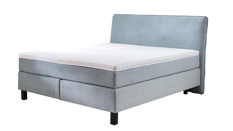 Boxspringbett Velluto ca. 180 x 200 cm in Stoff Cord aqua blau