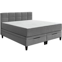 Boxspringbett ca. 180x200 cm mit Bettkasten und Topper H2/H3 wendbar anthrazit