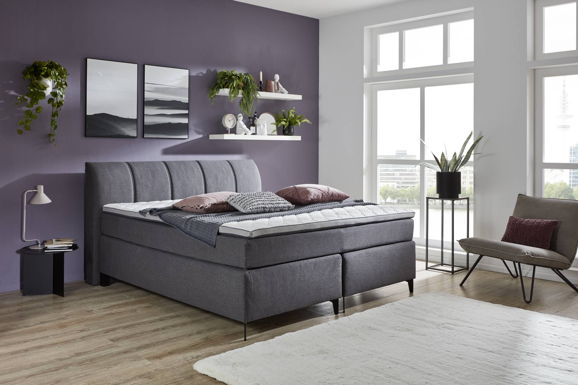 Boxspringbett in Stoff 50379-700 anthrazit Boxspringbett in Stoff 50379-700 anthrazit