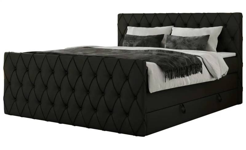 Boxspringbett mit Bettkasten  ¦ schwarz ¦ Maße (cm): B: 141 H: 110 Betten > Boxspringbetten - Möbel Kraft