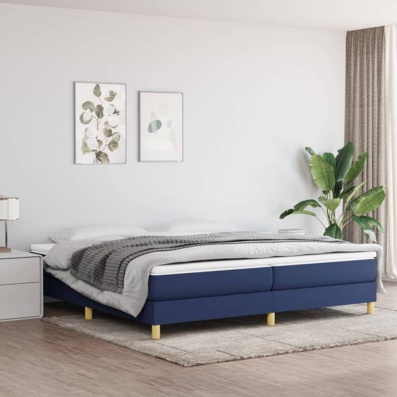 Boxspringbett mit Matratze Blau 200x200 cm Stoff Dunkelgrau 140 x 200 cm 25 cm