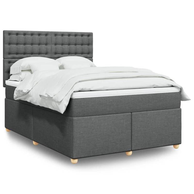 Boxspringbett mit Matratze Dunkelgrau 140x200 cm Stoff Dunkelgrau 120 x 200 cm Schlichtes Design