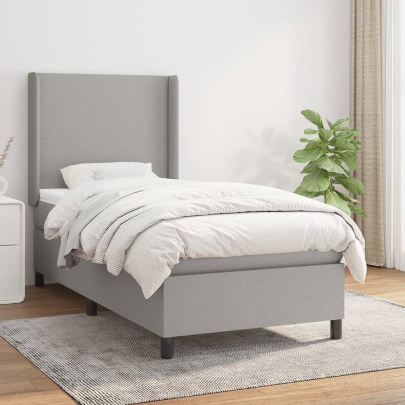 Boxspringbett mit Matratze Hellgrau 80x200 cm Stoff Dunkelbraun 140 x 200 cm Horizontale Streifen