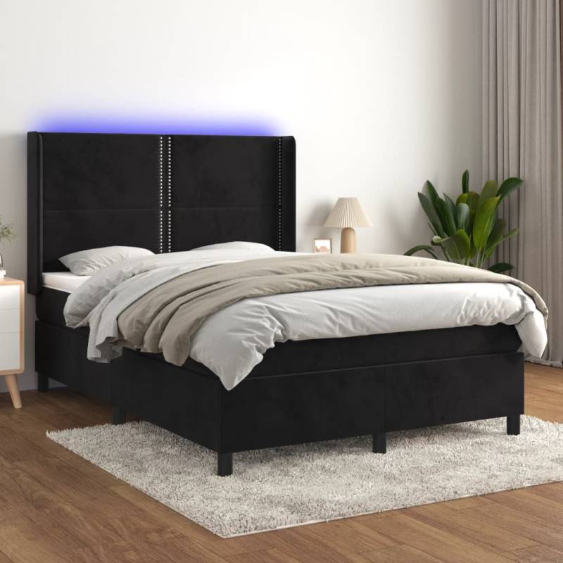Boxspringbett mit Matratze & LED Schwarz 140x190 cm Samt Rosa 180 x 200 cm Schlichtes Design