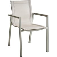 Gartenstuhl Delia aus Textilene, Hellgrau / Off-White