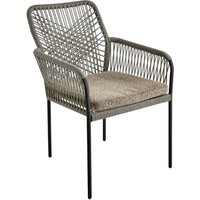 Gartenstuhl Vira mit Kissen, Braun / Schwarz