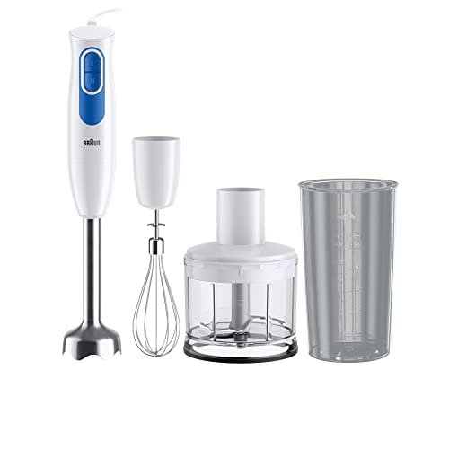 Braun MultiQuick 2 MQ20236MWH Stabmixer mit EasyTwist-System, Mixer für Saucen und Smoothie, 2 Geschwindigkeiten, Zerkleinerer mit 500 ml und Schneebesen, 600 W, Weiß von Braun