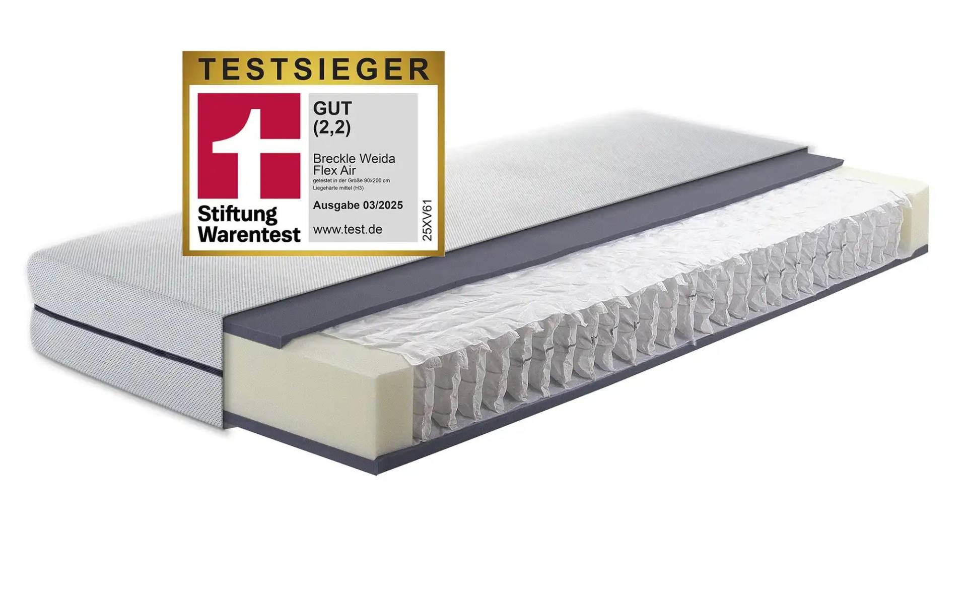 Breckle Tonnentaschenfedernkernmatratze  Flex Air ¦ weiß ¦ Maße (cm): B: 90 H: 19 Matratzen & Zubehör > Matratzenarten > Federkernmatratzen - Möbel Kraft