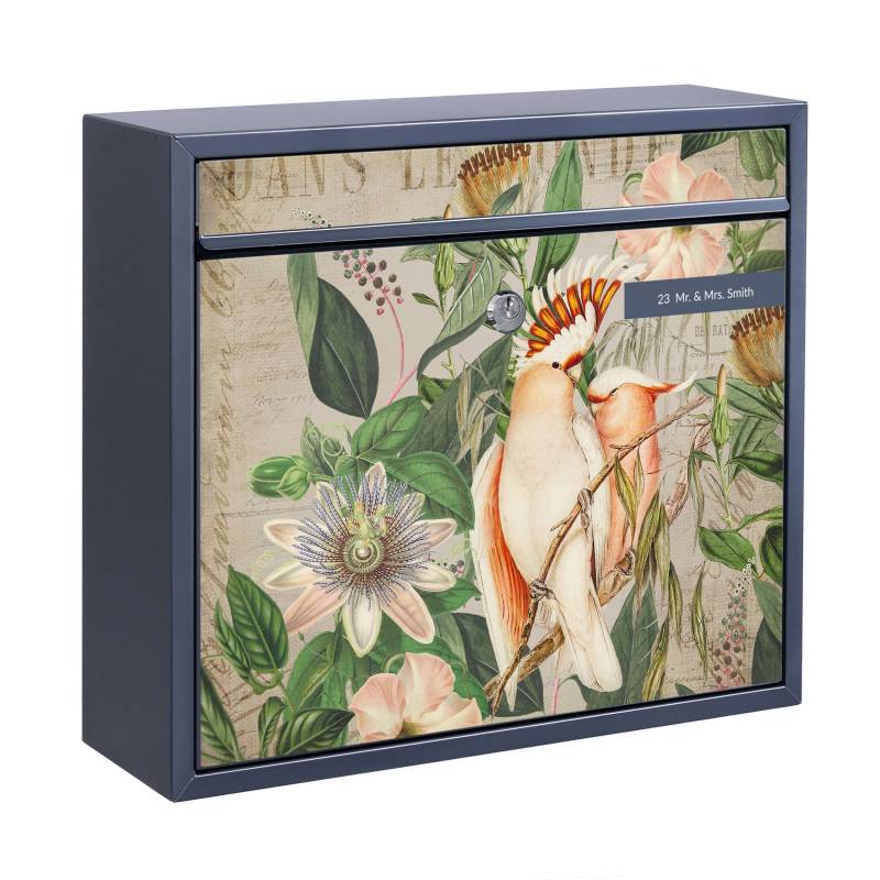 Briefkasten mit eigenem Text Colonial Style Collage - Rosa Kakadu Briefkasten mit eigenem Text Colonial Style Collage - Rosa Kakadu